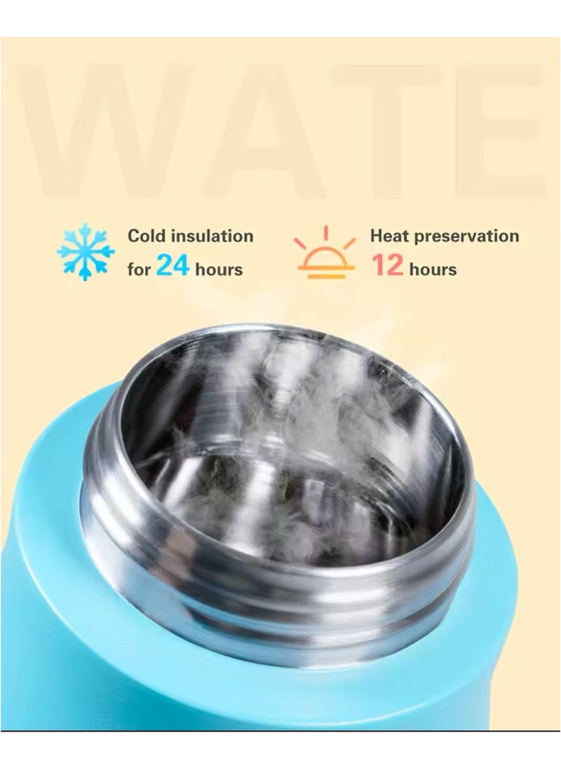 FJbottle Insulated Water Bottle with Straw Lid 20oz/550ml Stainless Steel Double Wall Vacuum Water Bottle Keeps Hot and Cold
