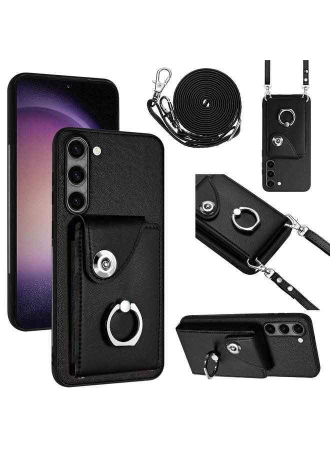 S-TOP Case For Samsung Galaxy S23+ 5G Organ Card Bag Ring Holder Phone Case with Long Lanyard - Image 1