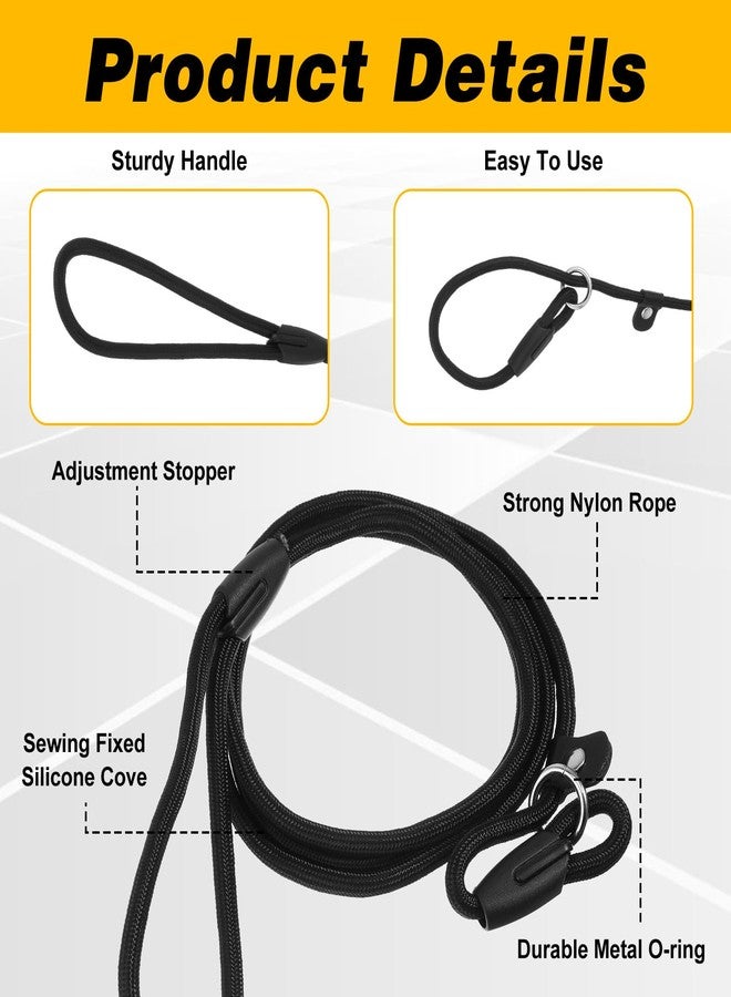 Xosjska Black Heavy Duty Slip Leads for Dogs, Comfortable Slip Lead Dog Leash No Pull Dog Training Leash Adjustable Rope Dogs Leashs Slips Lead Control Leashs for Training Walking Small to Medium - Image 3
