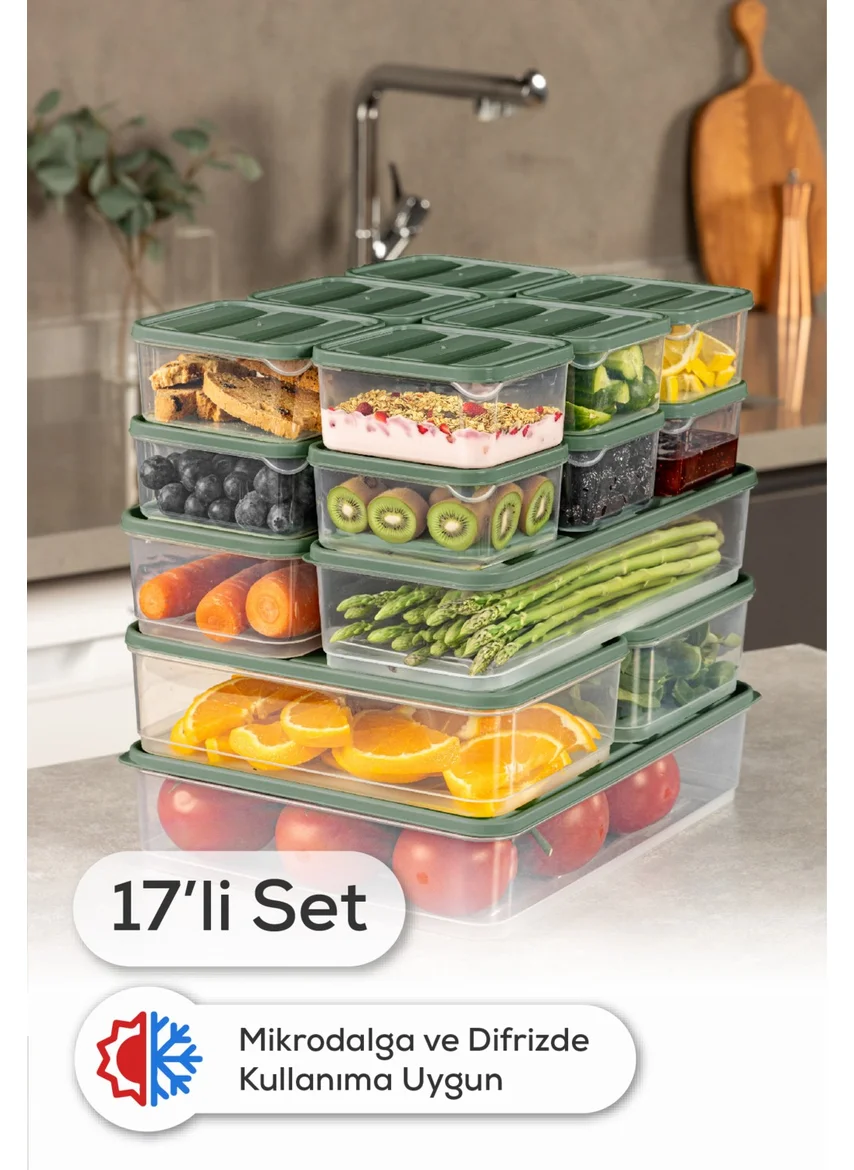 فينيف 17LI Fridge Freezer Organizer Microwave and Freezer Suitable Storage Container Green