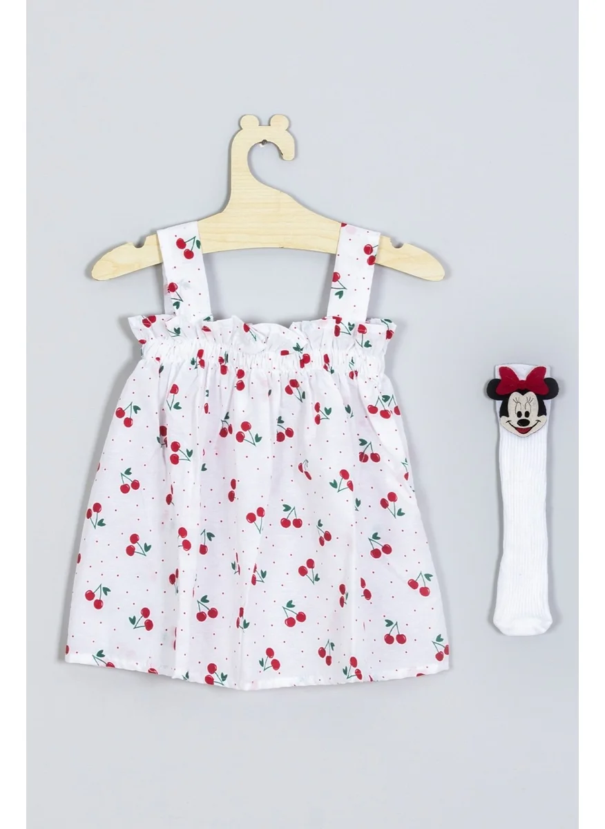 ادا بيبيك تشوكوك Ada Baby Kids Strappy Cherry Dress Knee-Length Miki Socks Set 007