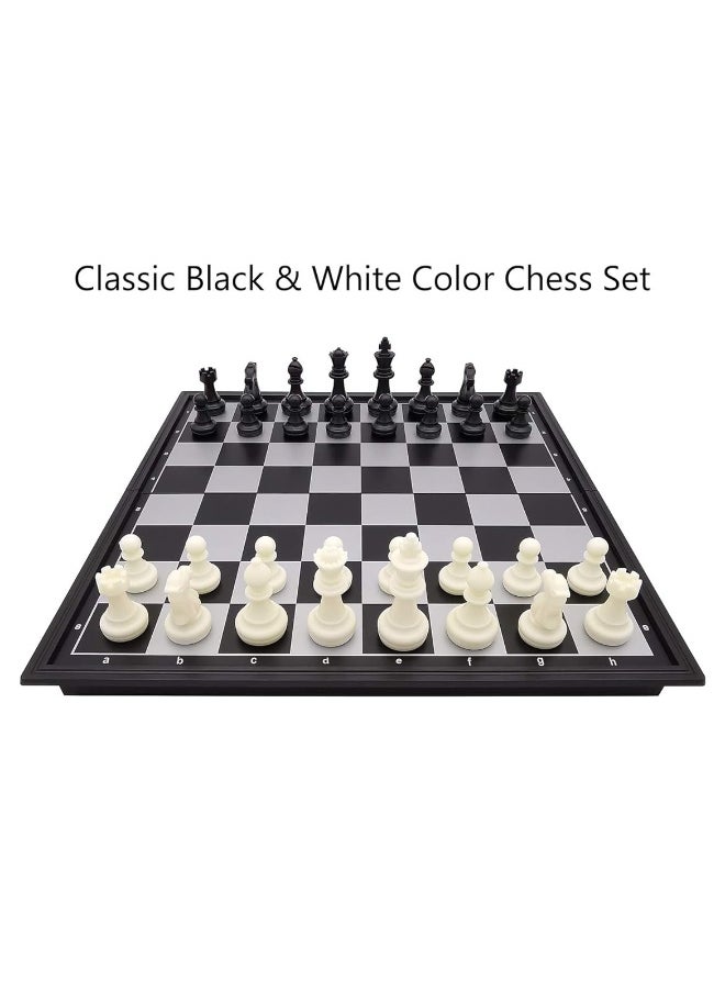 Fuhengli 12.5" Magnetic Chess Set with Folding Chess Board Outdoor Travel Portable Chess Set for Adults and Kids, Black & White Color  - Image 4