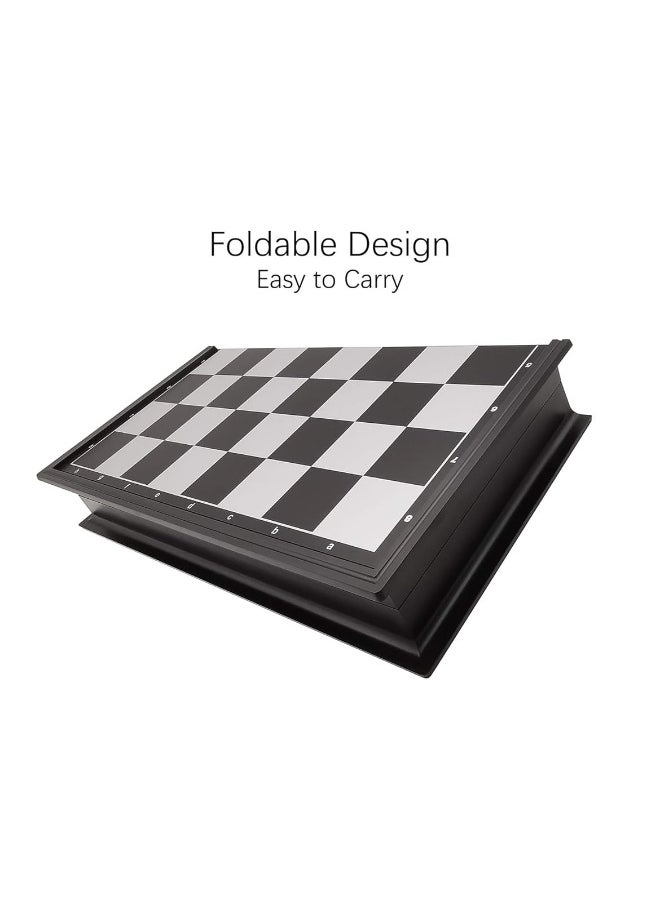 Fuhengli 12.5" Magnetic Chess Set with Folding Chess Board Outdoor Travel Portable Chess Set for Adults and Kids, Black & White Color  - Image 3
