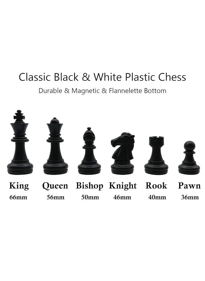 Fuhengli 12.5" Magnetic Chess Set with Folding Chess Board Outdoor Travel Portable Chess Set for Adults and Kids, Black & White Color  - Image 5