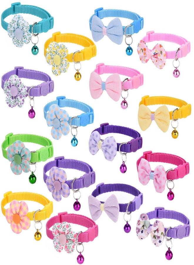 Tamhoo 16 PCS Cute Cat Collars Breakaway with Bell for Boy Cats and Girl Cats Gifts (#5-Multicolor Plaid) - Image 1