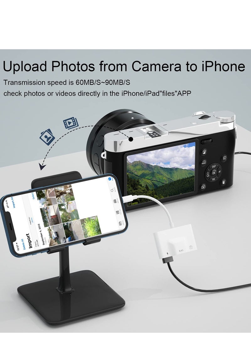 3-in-1 RJ45 Ethernet Adapter with OTG Charging Port for iPhone and iPad - High-Speed USB Wired Camera Reader and Converter Hub - Image 5