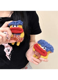Short Hair Red Mouth For Airpods Pro For Apple Bluetooth Wireless Headset Cover 1 2 3 Generation Shell Cute Knitted Female-颜色:针织短发红嘴耳机套-适用型号:airpods 1/2代