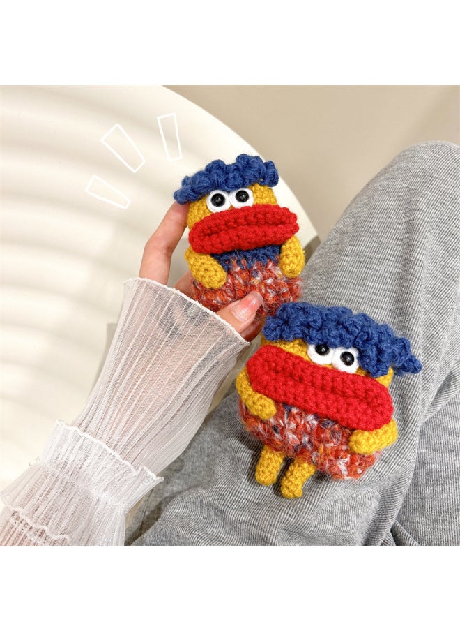 Generic - Short Hair Red Mouth For Airpods Pro For Apple Bluetooth Wireless Headset Cover 1 2 3 Generation Shell Cute Knitted Female-颜色:针织短发红嘴耳机套-适用型号:airpods 1/2代 - Image 1
