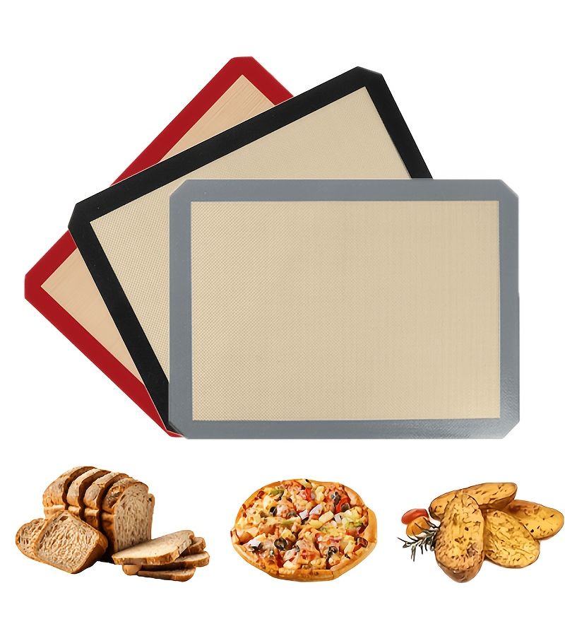 Red Silicone Baking Mat 16.5x11.6 Inch Nonstick Reusable Oven Liner - Image 1
