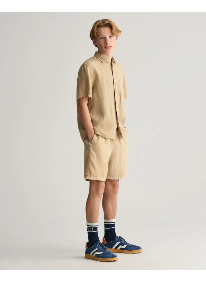 غانت Gant Teens Linen Short Sleeve Shirt