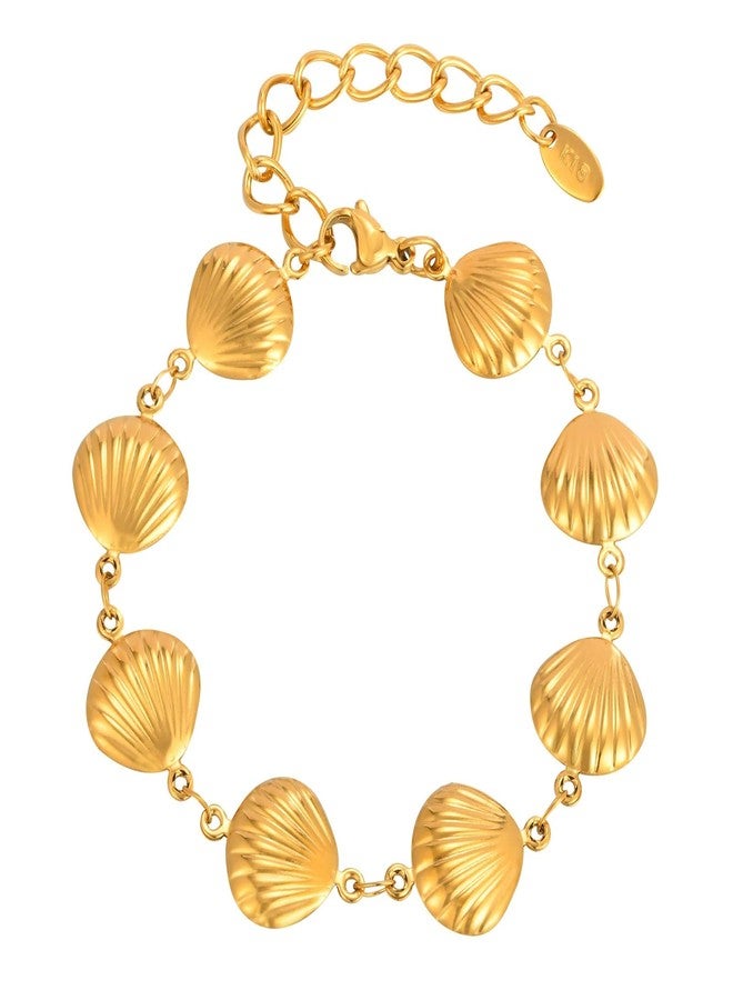 Aaishwarya 18K Gold Plated Shell Bracelet | Bracelets for Women and Girls | Boho Beach Accessory | Waterproof & Anti-Tarnish Jewels | Elegant Jewellery Gift - Image 1