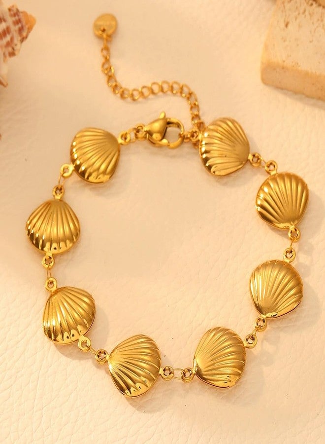 Aaishwarya 18K Gold Plated Shell Bracelet | Bracelets for Women and Girls | Boho Beach Accessory | Waterproof & Anti-Tarnish Jewels | Elegant Jewellery Gift - Image 4