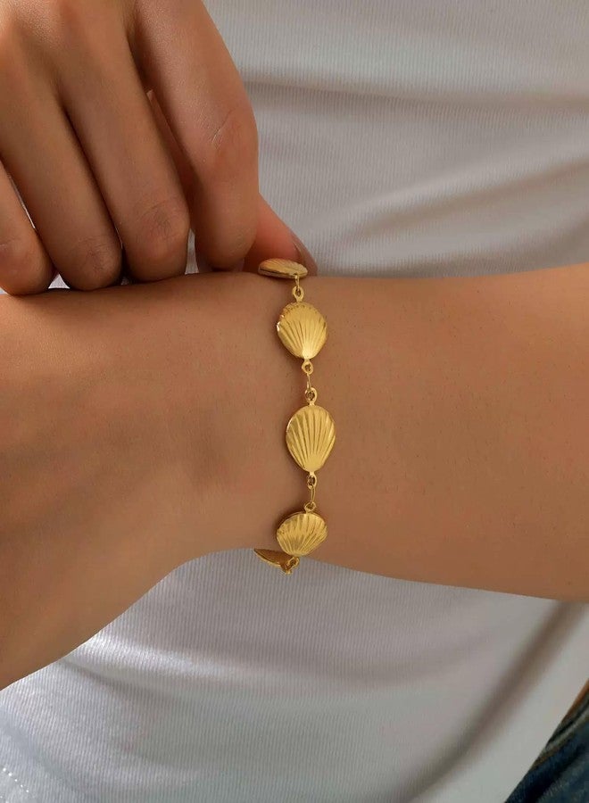 Aaishwarya 18K Gold Plated Shell Bracelet | Bracelets for Women and Girls | Boho Beach Accessory | Waterproof & Anti-Tarnish Jewels | Elegant Jewellery Gift - Image 2