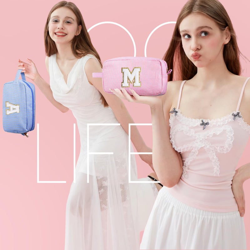 YOOLIFE Gifts for Women Teen Girls Kids - Easter Gifts, Personalized Birthday Gifts for Women Girlfriend Her Mom Daughter Teacher Best Friend, Gifts Idea, Monogram Initial Girls Makeup Bag A - Image 2