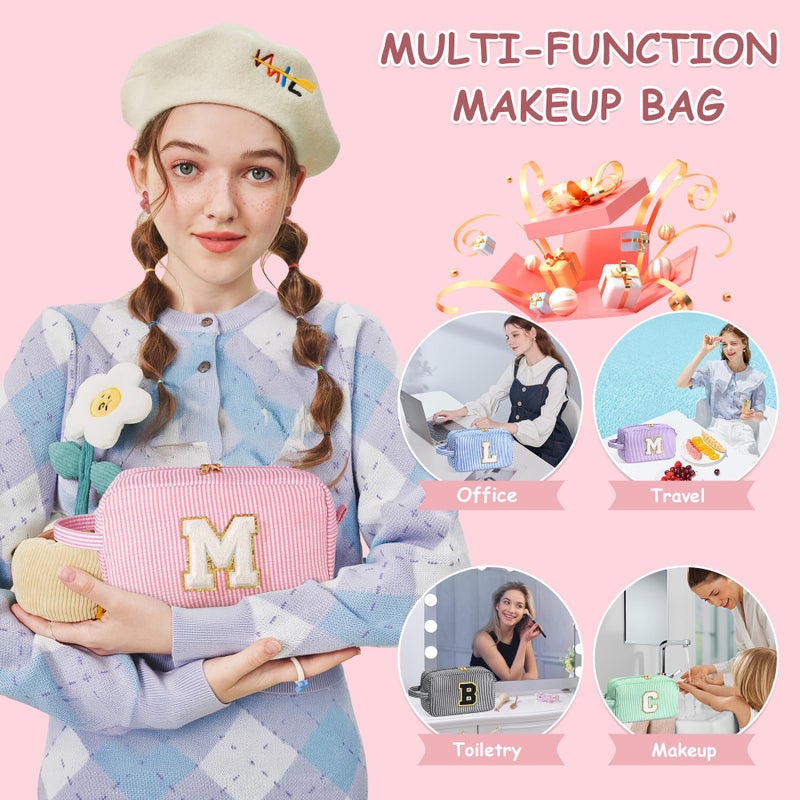 YOOLIFE Gifts for Women Teen Girls Kids - Easter Gifts, Personalized Birthday Gifts for Women Girlfriend Her Mom Daughter Teacher Best Friend, Gifts Idea, Monogram Initial Girls Makeup Bag A - Image 3