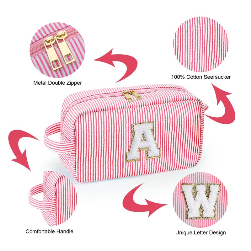 YOOLIFE Gifts for Women Teen Girls Kids - Easter Gifts, Personalized Birthday Gifts for Women Girlfriend Her Mom Daughter Teacher Best Friend, Gifts Idea, Monogram Initial Girls Makeup Bag A - Image 5