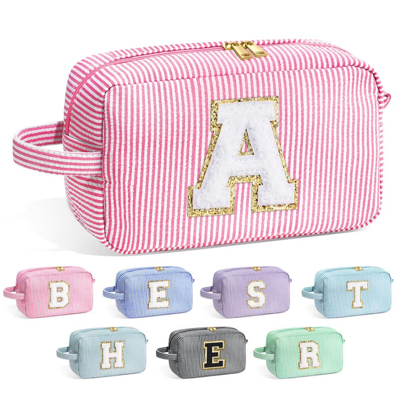 YOOLIFE Gifts for Women Teen Girls Kids - Easter Gifts, Personalized Birthday Gifts for Women Girlfriend Her Mom Daughter Teacher Best Friend, Gifts Idea, Monogram Initial Girls Makeup Bag A - Image 1