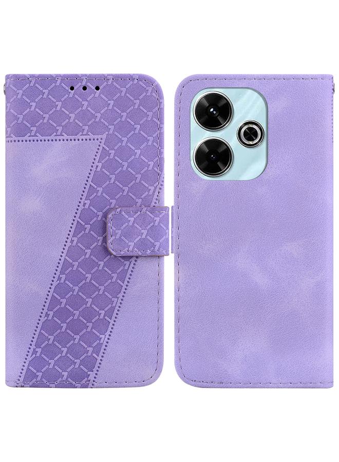 The Bros Case For Xiaomi Poco M6 4G Seven-shaped Embossed Leather Phone Case