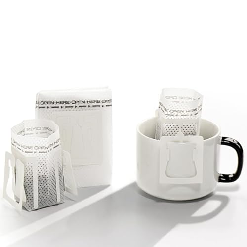 ZEBROC 50 Pieces Portable Coffee/Tea Filter Paper Bag Hanging Ear Drip Coffee Tea Bag Single Serve Disposable Pour Over Drip Coffee Filter Bag Perfect for Travel, Camping, Home (50, Drip Coffee Bag) - Image 1