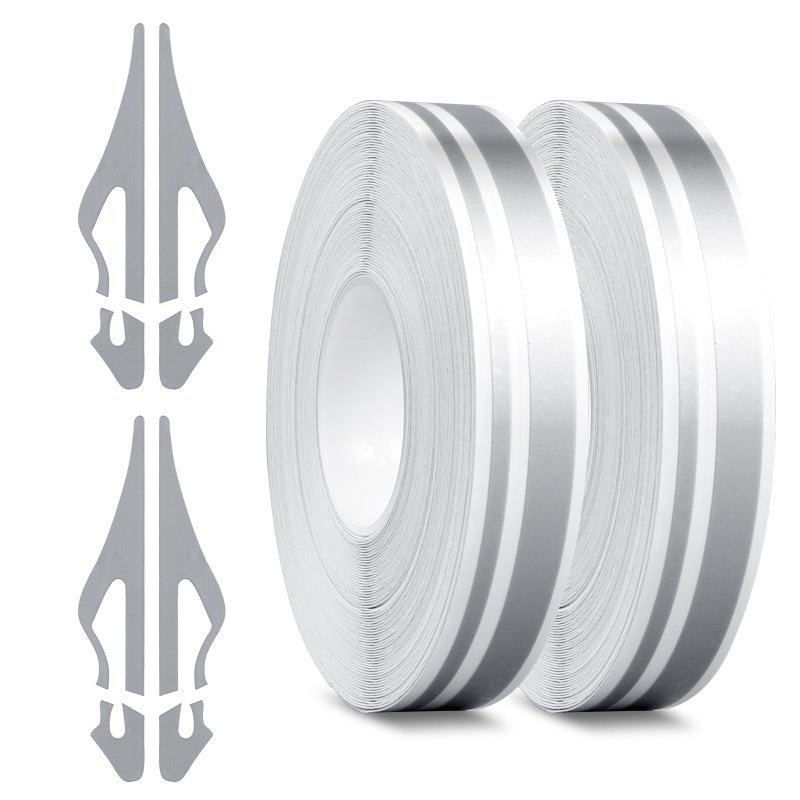 OXDFK 2 Rolls of Car Pinstripe Tapes Silver Pinstripe Body Sticker Vinyl Thin Car Stripe Pinstripe Tape for Motorcycle Car Racing DIY Body Sticker Tape Silver - Image 3