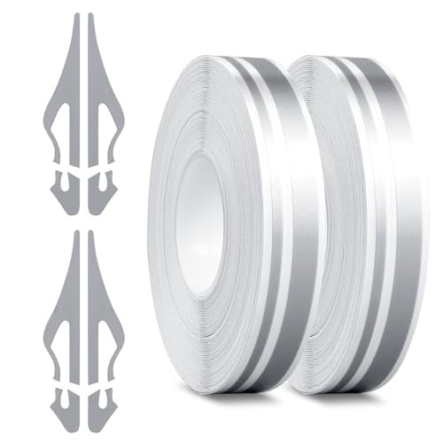 OXDFK 2 Rolls of Car Pinstripe Tapes Silver Pinstripe Body Sticker Vinyl Thin Car Stripe Pinstripe Tape for Motorcycle Car Racing DIY Body Sticker Tape Silver - Image 1