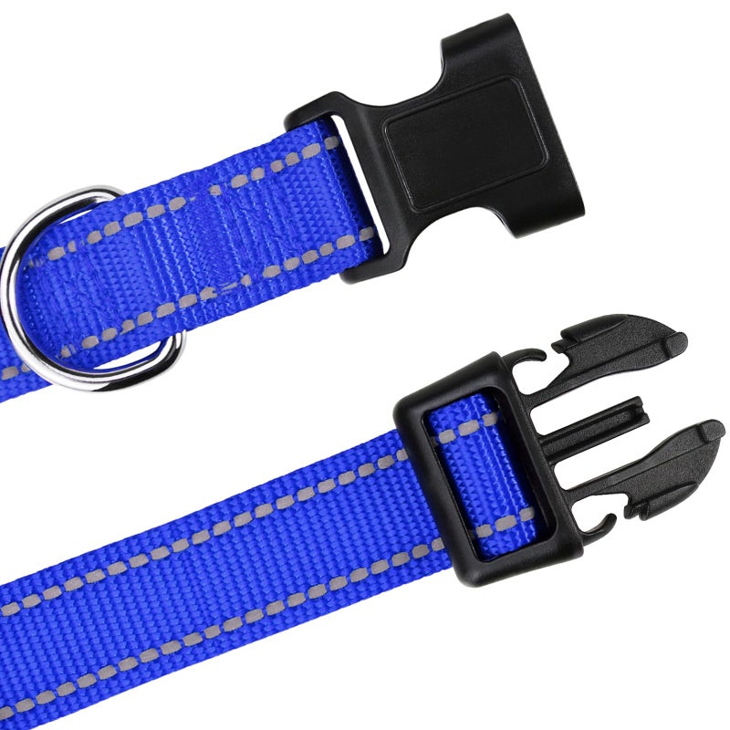 TagME Reflective Nylon Dog Collars, Adjustable Classic Dog Collar with Quick Release Buckle for Puppy, Royal Blue, 3/8in Width (XS) - Image 4