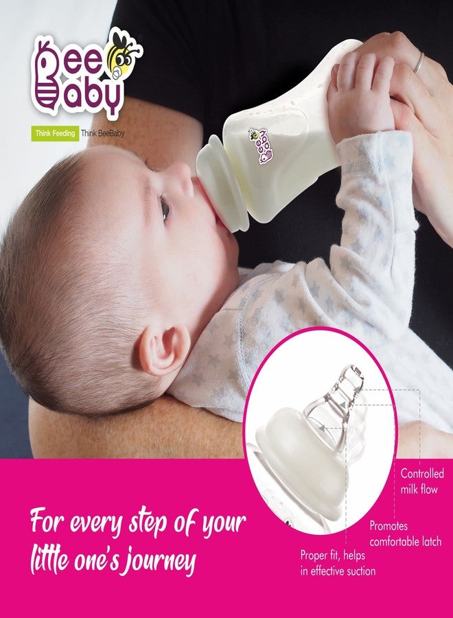 بي بيبي زجاجة رضاعة الأطفال BeeBaby Comfort Slim-Neck – مضادة للمغص، حلمة سيليكون خالية من مادة BPA بنسبة 100%، عنق عادي – رضاعة الرضع والأطفال حديثي الولادة، وردي (240 مل) - Image 4