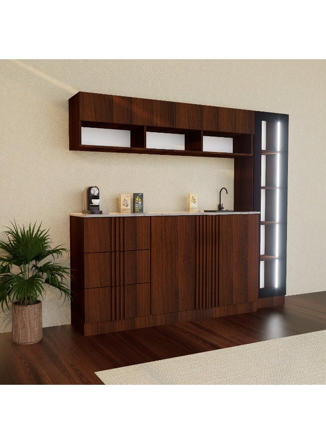 كوفي وورلد ركن القهوة بكج شامل الاضاءة المخفية والرينزر والسلة والحنفية - Image 2