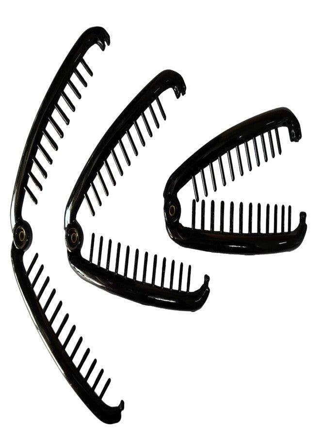 Rinpoche Sales Banana Clips Hair Banana Hair Clip for Thick Fine Curly Hair Clincher Comb Tool Accessories Fishtail Hair Clip Comb for Women and Girls (Black, Pack of 3pcs) - Image 2