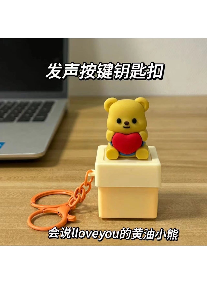 Buddha Sound Keychain Stress Relief Toy Butter bear sound button [exquisite boxed] 