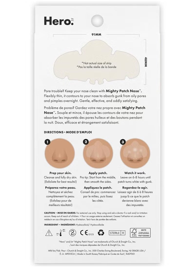 Mighty Patch Nose from Hero Cosmetics - XL Hydrocolloid Patches for Nose Pores, Pimples, Zits and Oil - Dermatologist-Approved Overnight Pore Strips to Absorb Acne Nose Gunk (10 Count)  - Image 3