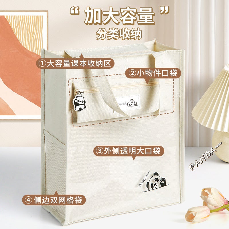 general Transparent Oxford Cloth Book Bag for Kids Cartoon Panda Design Large Capacity - Image 4