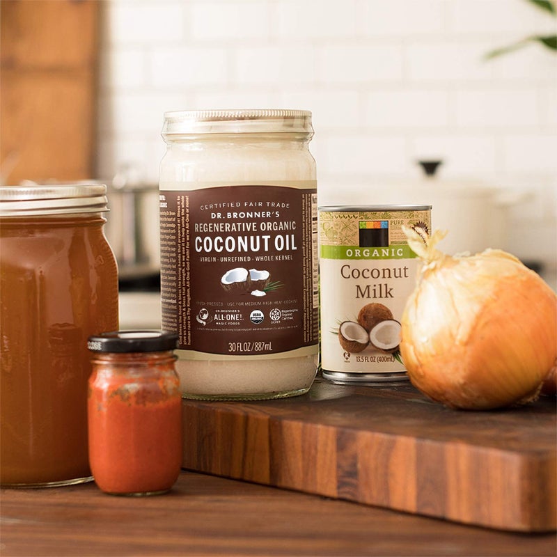 Dr. Bronner's - Organic Virgin Coconut Oil (Whole Kernel, 30 Ounce) - Coconut Oil for Cooking, Baking, Hair and Body, Unrefined and Fresh-Pressed, Rich and Nutty Flavor, Fair Trade, Vegan, Non-GMO - Image 3