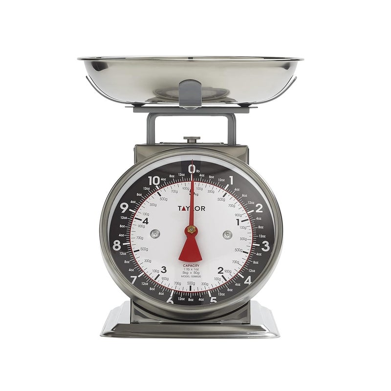 Taylor Mechanical Kitchen Weighing Food Scale with Bowl, Weighs up to 11lbs, Measures in Grams and Ounces, Food Scales for Kitchen, Black and Silver - Image 5
