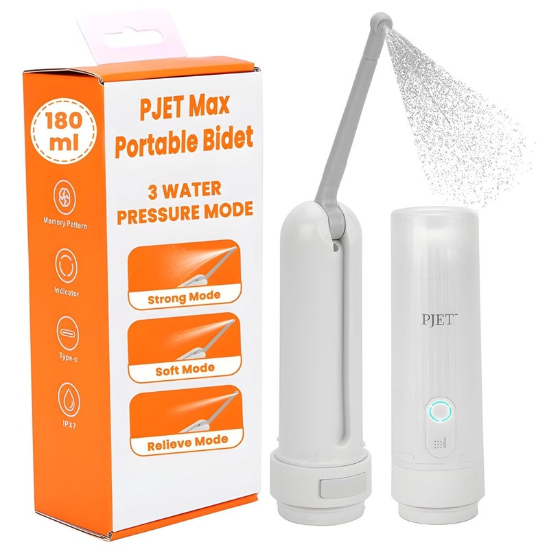 PJET MAX Portable Jet Spray 200ML Travel Bidet with USBC Recharge 3 Pressure Options Foldable IPX6 Waterproof Adjustable Nozzle for Hygiene Outdoor Camping Feminine Care - Image 1