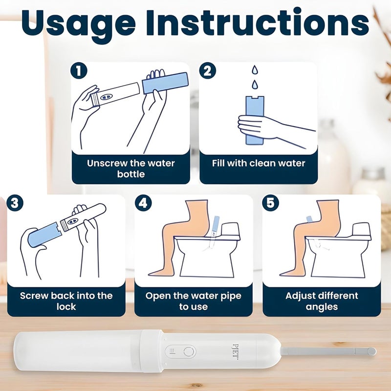 PJET MAX Portable Jet Spray 200ML Travel Bidet with USBC Recharge 3 Pressure Options Foldable IPX6 Waterproof Adjustable Nozzle for Hygiene Outdoor Camping Feminine Care - Image 5