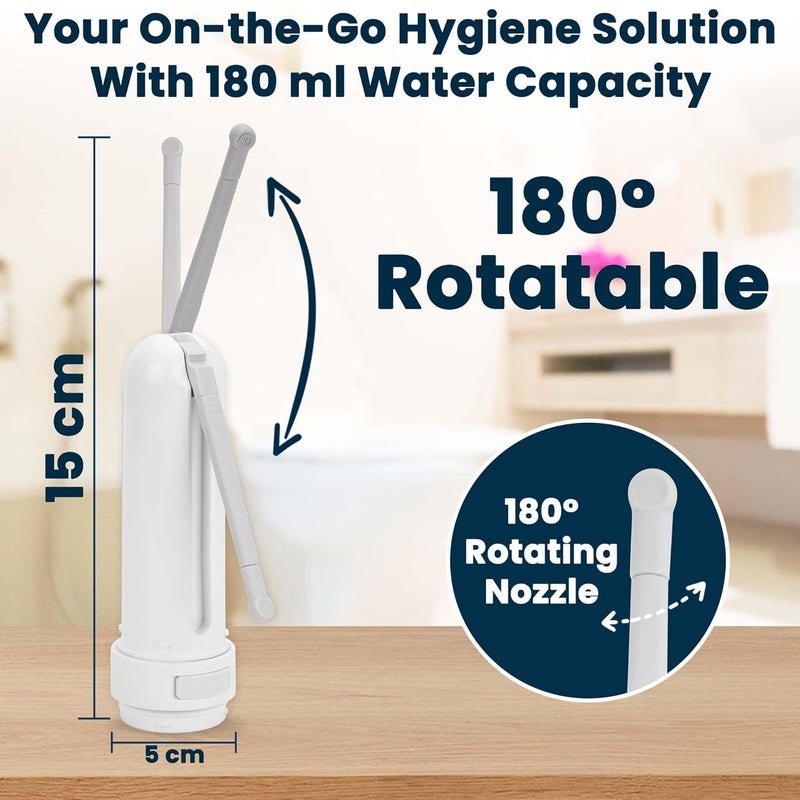 PJET MAX Portable Jet Spray 200ML Travel Bidet with USBC Recharge 3 Pressure Options Foldable IPX6 Waterproof Adjustable Nozzle for Hygiene Outdoor Camping Feminine Care - Image 4