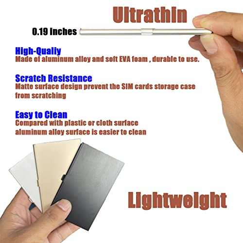 JAKENHAM Aluminum SIM Card Case, 12 Slots Ultrathin Nano SIM Card Holder with SIM Card Adapter Kit for Travelers or Holiday Trip (Gold) - Image 3