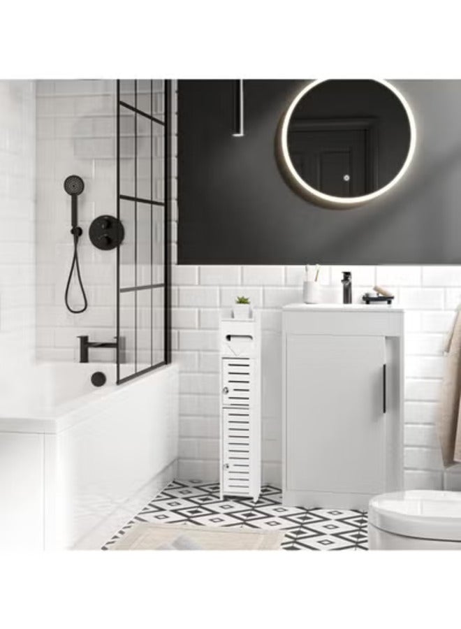 نوايوو خزائن الحمام الصغيرة للمساحات الصغيرة،خزائن للحمامات الضيقة،خزائن ورق التواليت مع 2 باب ورف - Image 2