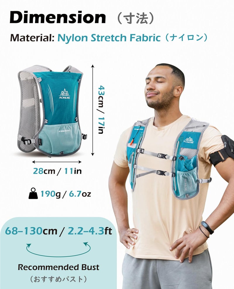 TRIWONDER Hydration Pack Backpack 5L Marathoner Running Race Hydration Vest (Black - Only Vest) - Image 2