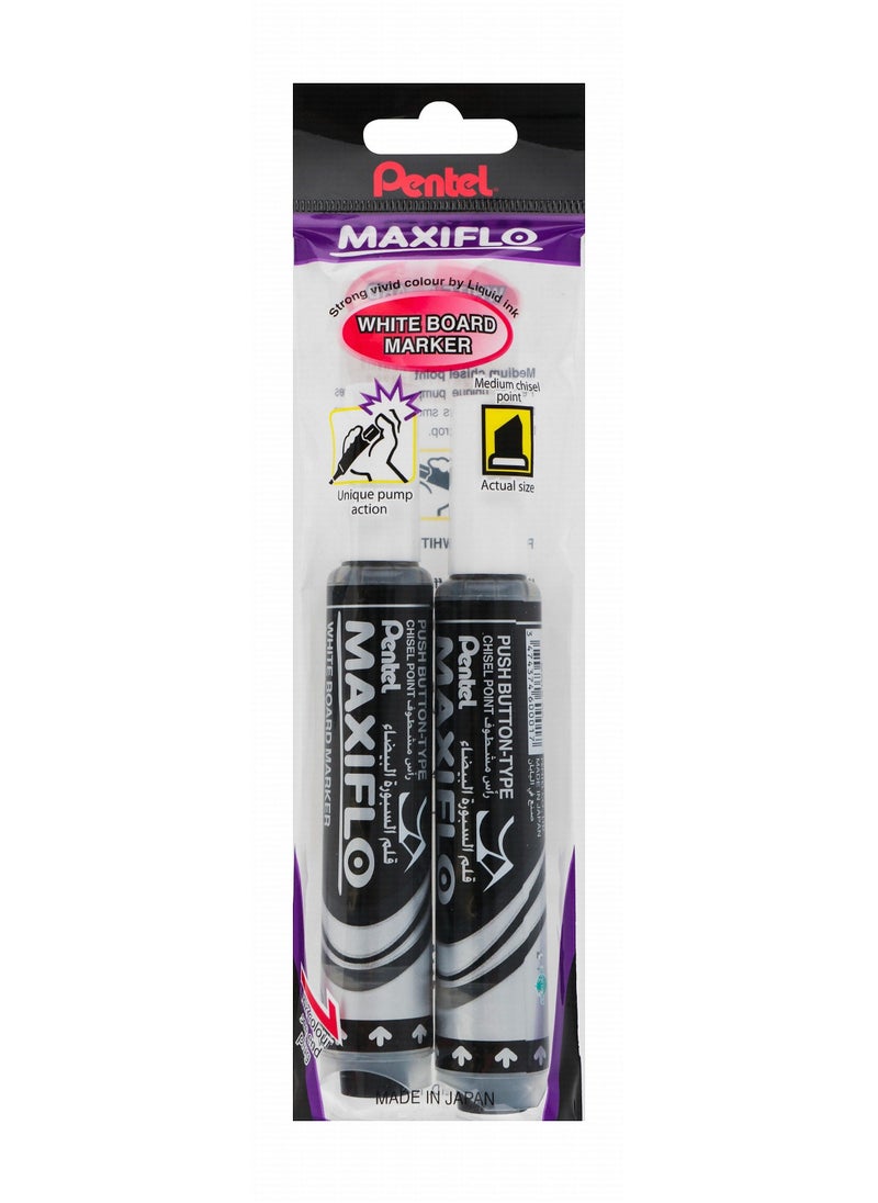 Pentel - 2-Piece Maxiflo Whiteboard Marker Chisel Tip Black Ink - Image 1