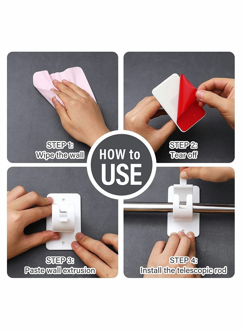 كابتن تيك Curtain Rod Bracket Holder, Curtain Rods No Drilling Adhesive Curtain Rod Holder Curtain Rod Bracket Curtain Hangers No Drilling Hooks Mounting Screws, Anchors and Sticky Strips - Image 3