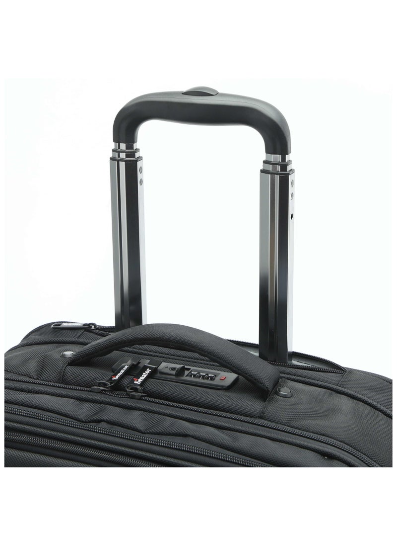 SENATOR 17-inch Premium Pilot Bag Water Resistant 4 Spinner Wheeled Rolling Laptop Case Multifunctional Compartments with Safe Zippers for Unisex, KH102-Black  - Image 5