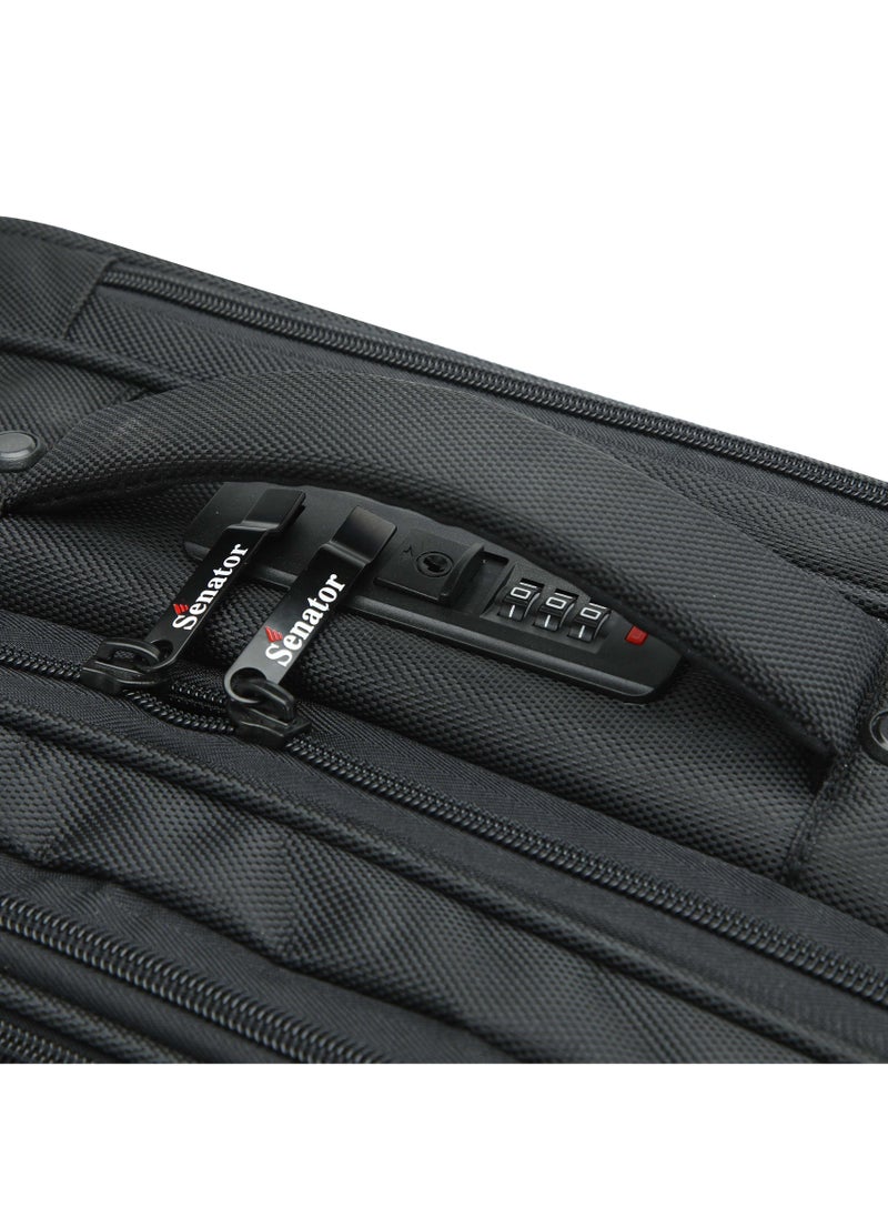 SENATOR 17-inch Premium Pilot Bag Water Resistant 4 Spinner Wheeled Rolling Laptop Case Multifunctional Compartments with Safe Zippers for Unisex, KH102-Black  - Image 4