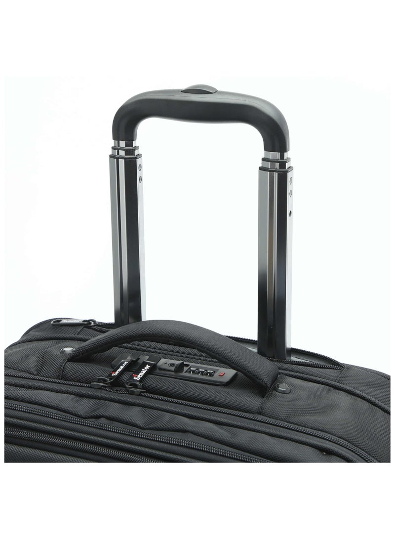 SENATOR 17-inch premium pilot bag water resistant 4 spinner wheeled rolling laptop case multifunctional compartments with safe zippers for unisex, kh102-black - Image 5