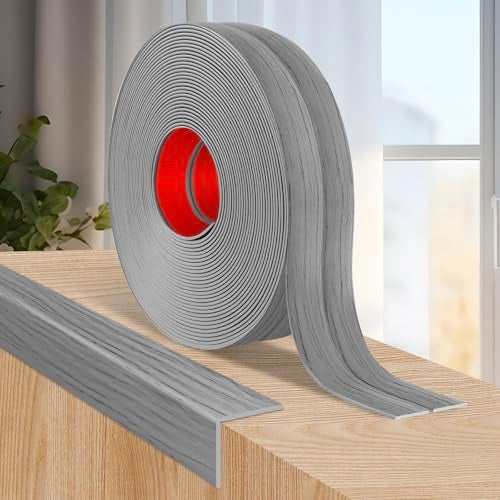 LSGCQ Flexible Wall Corner Protector Moulding Trim Peel and Stick Wall Corner Guards Edge Protector Self Adhesive Molding Trim Strip for Edge Ceiling Light Gray Wood Grain 24 in x 10 Ft - Image 1