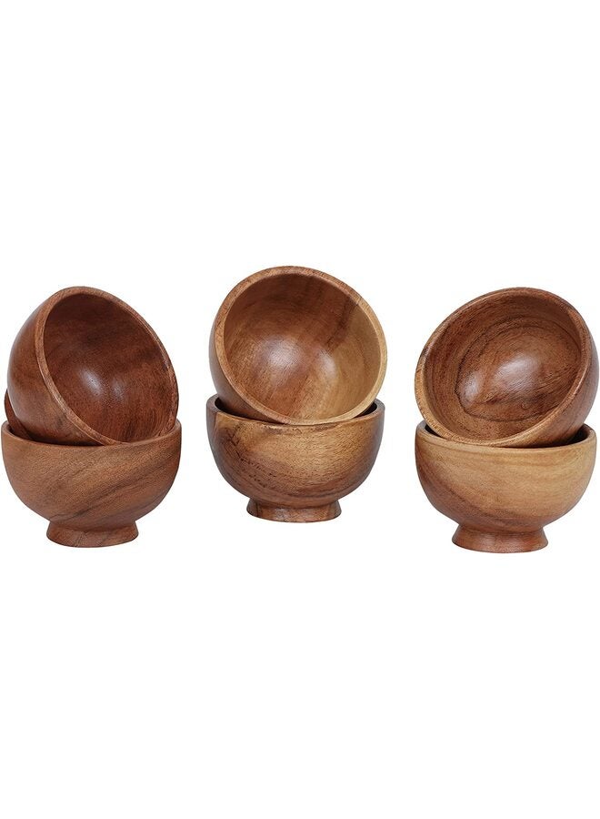 6PCS Acacia wood small bowls, Mother's day gift | Wooden Kitchen Mini Cups for Dips, Sauce, Nuts, Prep, Spice & Condiments | Charcuterie Accessories… - Image 3