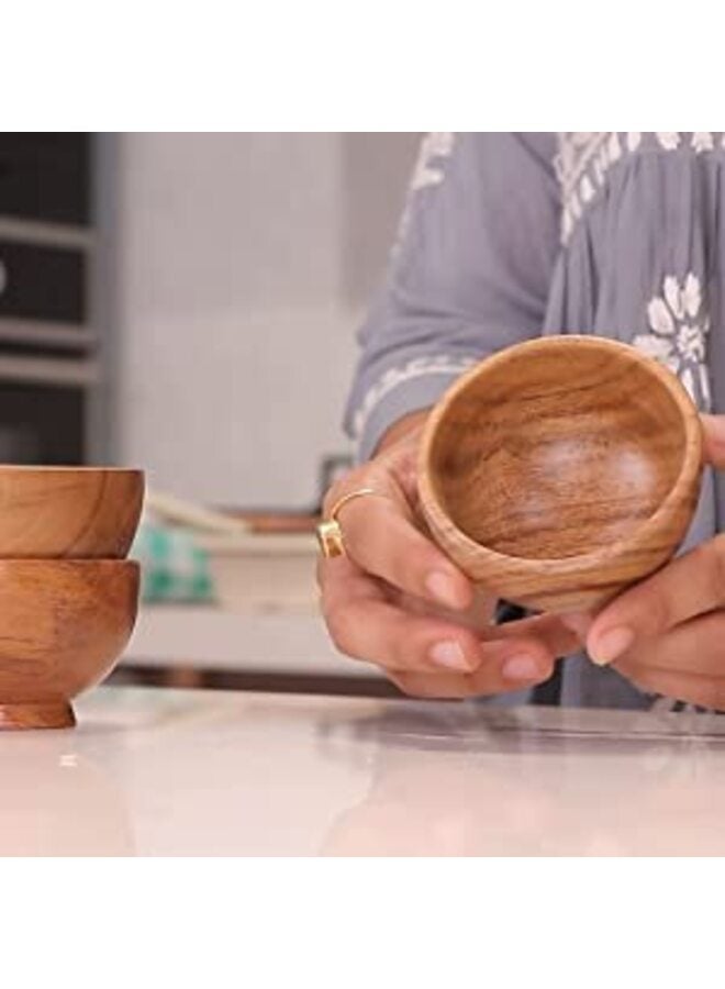 6PCS Acacia wood small bowls, Mother's day gift | Wooden Kitchen Mini Cups for Dips, Sauce, Nuts, Prep, Spice & Condiments | Charcuterie Accessories… - Image 4