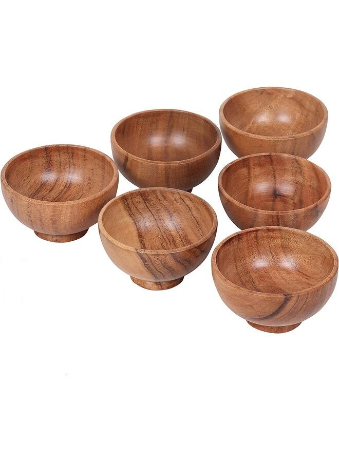 6PCS Acacia wood small bowls, Mother's day gift | Wooden Kitchen Mini Cups for Dips, Sauce, Nuts, Prep, Spice & Condiments | Charcuterie Accessories… - Image 1