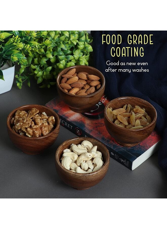 6PCS Acacia wood small bowls, Mother's day gift | Wooden Kitchen Mini Cups for Dips, Sauce, Nuts, Prep, Spice & Condiments | Charcuterie Accessories… - Image 5